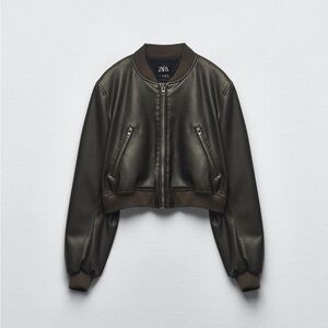 Zara Faux Leather Bomber Jacket